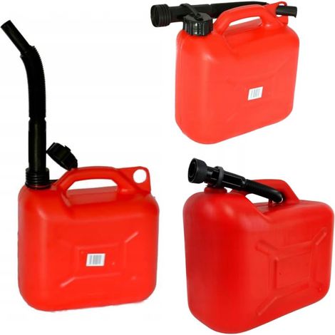 Bidon Essence 5L - 1 Unité - Plastique Robuste - Avec Tuyau De Versement - Pour Essence Et Diesel - Rouge (1/4)