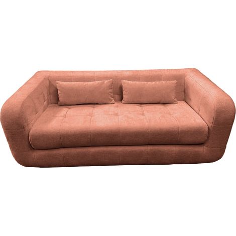 ARLETTE - Canapé droit tissu chenille 3 places - Terracotta