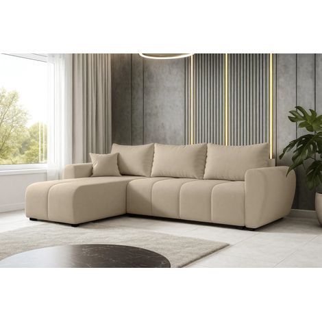 AX LIVING Eckcouch mit Schlaffunktion Malatya L Mini Sofa Hellbraun L