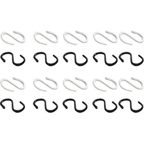 Set mit 2 S-förmigen Dekohaken aus Metalllegierung, kleine, tragbare Aufhängehaken, Puppenhaus-Dekozubehör (schwarz, weiß) – 1,50 x 0,90 x 0,20 cm (1/3)