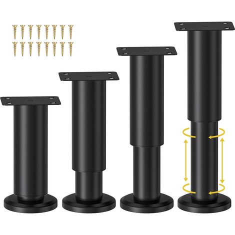 Wlrrcwdttc 4 Stück verstellbare Möbelfüße aus Metall, 12–18 cm (4,72–7,08 Zoll), verstellbare Schrankfüße für Sofa, Bett, Stuhl, Couch, Kommode und Tisch, robuste Ersatz-Bettbeine für Bettgestell und (1/5)