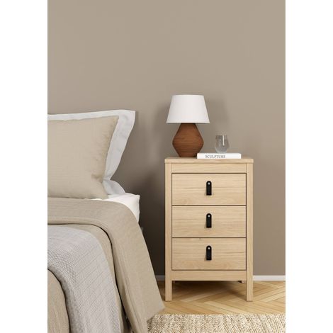 Dmora - Mesa de noche Mirabelle, Cómoda baja, Mesilla de noche, Estante de la cama, 44x38 h70 cm, Roble (1/5)