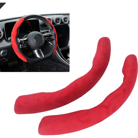 Housse de volant universelle avec protection de poignée pour Mercedes-Benz Classe C W204 (suède) rouge (1/5)