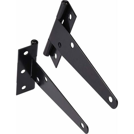 10 Pcs Charnière en T Robuste Noir Antirouille avec Vis de Charnière de Porte, Charnière de Portail en Bois de Jardin, Charnière de Porte Extérieure Durable, DIY Hangar Porte, Fenêtre, Gara (1/5)