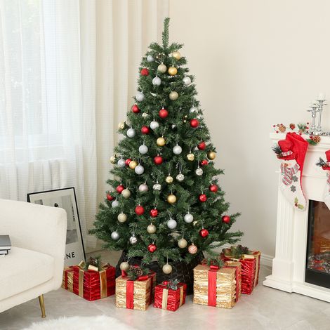 Sapin de Noël artificiel 110x180 cm, 1000 branches acier et plastique vert, arbre décoratif robuste pour fêtes, diamètre 110 cm (1/5)