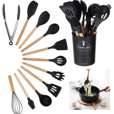 Utensili da cucina Set di utensili da cucina Silicone Teflon Accessori in legno (1/5)