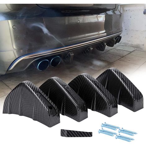 4X Diffuseur de Pare-Chocs Arrière de Voiture Universel Spoiler Fibre de Carbone Auto Pare-Chocs Arrière Lèvre Diffuseur Aileron de Requin Becquet Anti-Collision Séparateur Accessoires (1/5)