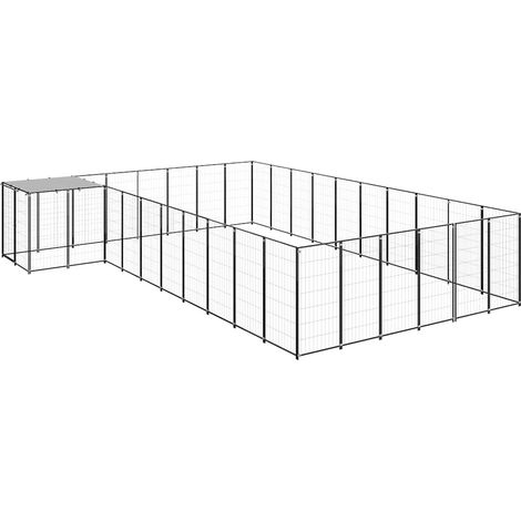 Maison Exclusive - Gabbia per Cani Nera 19,36 m² in Acciaio