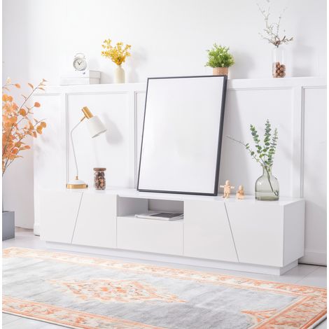 Mobile TV 170x37x42 cm bianco in MDF con 4 ante e 2 vani aperti (1/5)