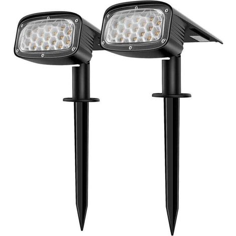 Projecteur solaire d'extérieur, lampe solaire de jardin étanche à 34 LED, installation de projecteur solaire 2 en 1 à 3 modes pour chemin de patio, 2 PACK (1/5)