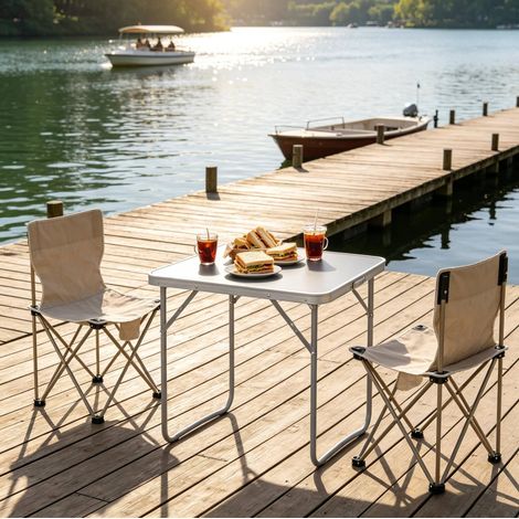 table jardin pliante 70x50 cm aluminium gris OKMYHOME (1/4)