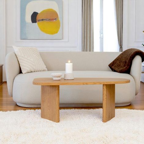 Table basse design - pieds larges, effet chêne blond TARTU (1/5)
