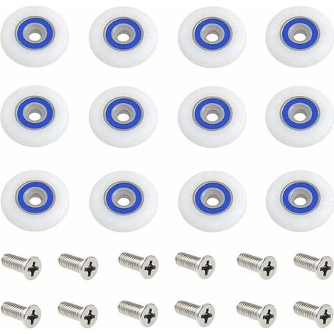 Roulette Porte Douche 12 Pièces 27mm Roulettes pour Porte de Douche Roulette Porte Douche Roues Roulettes de Rechange Roulette Porte Roulette de Douche pour Porte de Douche avec Des Vis (1/4)