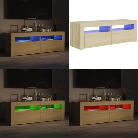 Meuble TV avec lumières LED chêne sonoma 120x35x40 cm - Meuble Tv - Meuble Téléviseur - Armoire Tv - Télévision - Led Rgb - Home & Living (1/5)