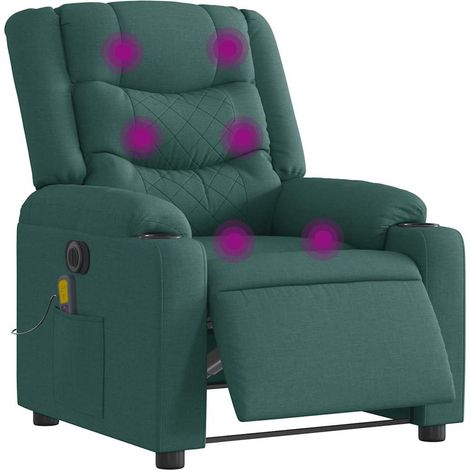 Massagesessel Elektrisch Dunkelgrün Stoff