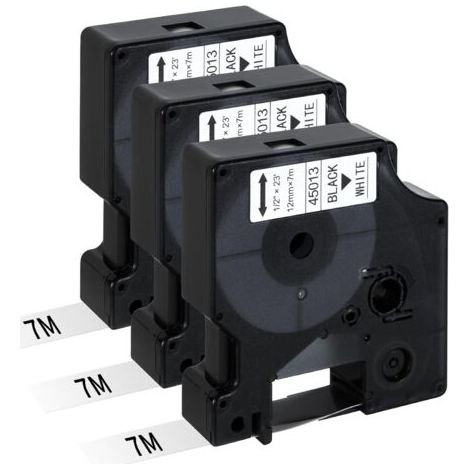 Lot de 3 Compatible avec Dymo Ruban Recharge D1 12mm x 7 m Etiqueteuse 45013 S0720530 pour Dymo Labelmanager 160 210D 280 360D 420P Label Point 150 350 (1/4)