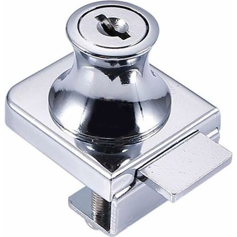 Serrure de porte en verre,Serrure en acier chromé,écran en verre de verrouillage,Serrure pour des portes en verre Serrure vitrine avec, pour la porte en verre de 5 8mm foret avec 2 clés (1/5)