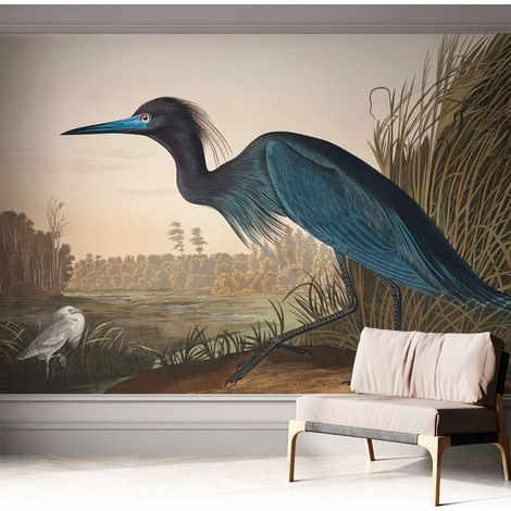 Selbstklebende Tapete modern Wohnzimmer - Wanddeko Schlafzimmer - Tapete mit Motiv Vögel am Wasser 312x219 cm (1/5)