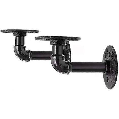 Support mural pour étagère en tuyaux, style industriel, lot de 2. Supports de rangement rétro pour tubes, idéal pour la décoration intérieure. (1/5)