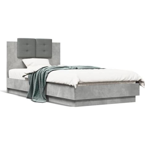 Bed Frame Concrete Grey Engineered wood Small Single Bed Frame vidaXL