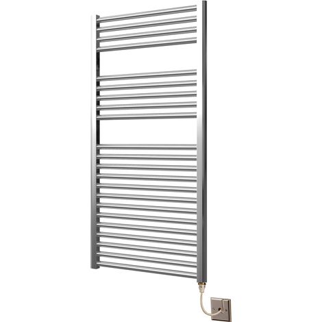Extra High Heat Output Chrome Electric Towel Rail 600 x 1200mm Flat Bathroom Radiator Heater