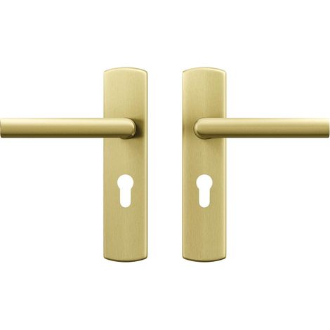 Kit de ferrures de porte Milan pour porte intérieure - Poignée de porte avec bouclier - Avec trou de cylindre - Doré - PC55 (1/5)