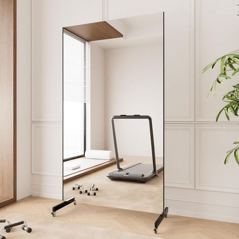 Miroir sur Pied Pleine Longueur 180x100cm, Incassable 360°, Noir (1/5)