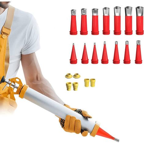 Acier Inoxydable Calfeutrage Buse Applicateur, 22PCS d'outils de Buse en Caoutchouc Intégré Universel, Buse de Pistolet à Calfeutrer Outil de Calfeutrage pour Cuisine, Salle de Bain (1/5)