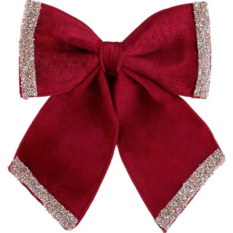 Bow Topper - Rustic Farmhouse Christmas Tree Topper - Cloth Decor with Sequins Accents - Holiday Home Decoration - 1 Piece (1/5)