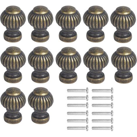 [NIE BENUTZT]12 Stück Vintage-Möbelknöpfe, Vintage-Bronze-Schrankknöpfe, Mini-Schrankknöpfe, Schrankknöpfe mit Schrauben für Holzkoffer, Schubladen, Schränke