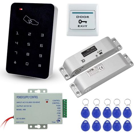 Kit Complet de Contrôle d'Accès RFID 125KHz LIBO - Clavier, Serrure Électrique DC 12V, Alimentation 3A et 10 Badges (1/5)