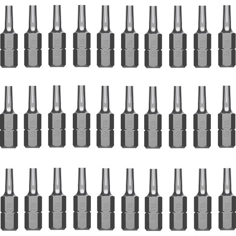 Jeu d'embouts Torx T15 - 30 pièces S2 en acier (longueur : 25 mm) - Convient pour vis Torx (1/5)