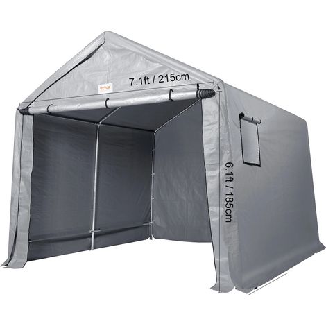 Refugio de almacenamiento portátil, tela impermeable, estructura de acero resistente, 10 pies x 10 pies (1/2)