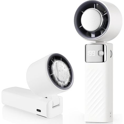 Tragbarer Ventilator,Mini-Akku-Ventilator 5000mAh,leiser Turboventilator mit einstellbaren Geschwindigkeiten (1 bis 199),Sport und Reisen (weiß) (1/5)