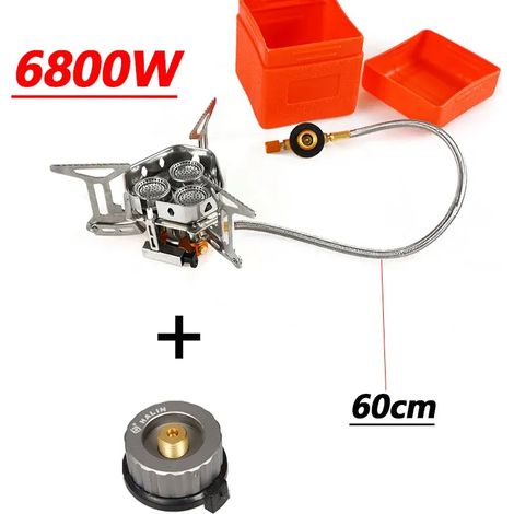 Réchaud à gaz portable d'extérieur 5800W 6800W à trois brûleurs, coupe-vent, pliable et ultraléger, idéal pour les pique-niques et le camping. (1/4)