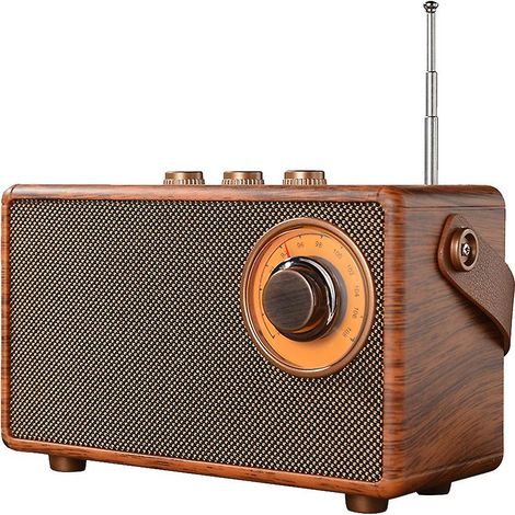Retro FM Radio Portable Wooden Bluetooth Radio Bass Speaker Hands-free MP3 Player Support USB/TF Car Holder
