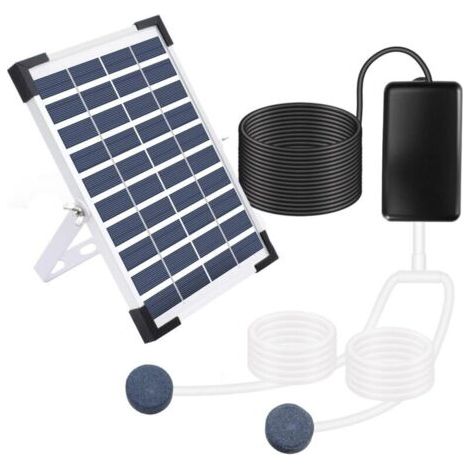 Kit de pompe à air solaire 5 W, 3 modes de fonctionnement, aérateur de bassin, oxygénateur à bulles, aquaponie, aquarium, b (1/4)