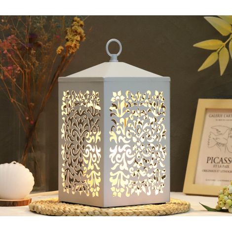 D-WORK - Lampe Chauffante Pour Bougie Parfumée - Variateur Intensité - Diffusion Sans Flamme - Hauteur 16 cm - Métal Blanc - Design Élégant et Durable (1/5)