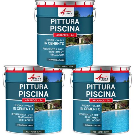 Vernici impermeabilizzanti per piscine - ARCAPOOL - 24 - 3 x 10 L Verde Oliva - RAL 6003 - ARCANE INDUSTRIES