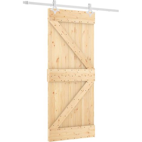 Schiebetür Natürlich und Weiß 85 x 210 cm Massivkiefer vidaXL