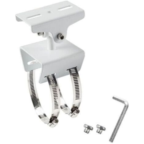 Pair Support métallique externe pour fixation de poteau de caméra de surveillance, montage sur bras transversal CCTV, blanc, avec 2 anneaux en acier de 20 cm