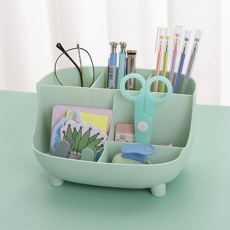 Boîte De Rangement Pour Stylos - Boîte De Bureau En Plastique - Pour Étude Bureau Maison - Capacité Élevée - Vert - 1 Pièce (1/5)