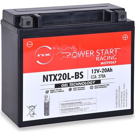 NX – Batterie moto Gel 12V 20Ah – Technologie plomb étanche gel – Compatible Honda Gold Wing 1800 GL 2001-2008 – Dimensions 175x87x155mm (1/3)