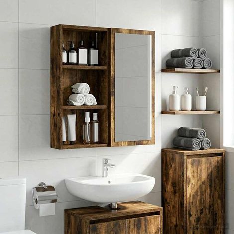 vidaXL Armoire murale de salle de bain Chêne Fumé 30 x 10 x 60,5 cm (1/5)