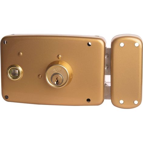 Serrure applique horizontale à fouillot 9mm – Tirant droit – Entraxe 60mm – Pêne demi-tour à équerre – Coffre 140x95mm – Ucem (1/2)