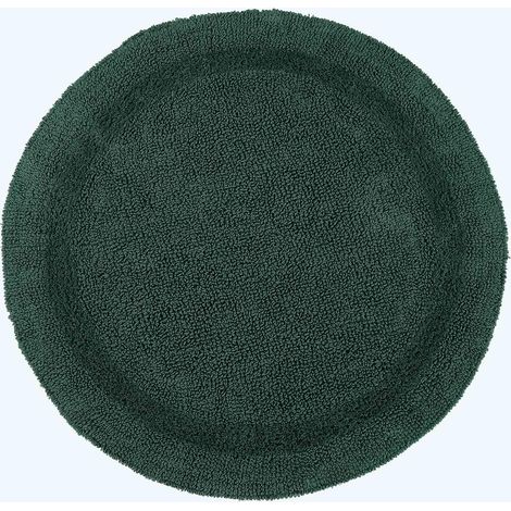 HOMESCAPES Luxury Reversible Round Bath Mat - Forest Green