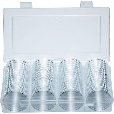 60 pièces boîte de rangement pour médailles commémoratives argentées, étui rond de 40 mm en argent, coffret de présentation pour pièces de monnaie, support de collection de jetons. (1/4)