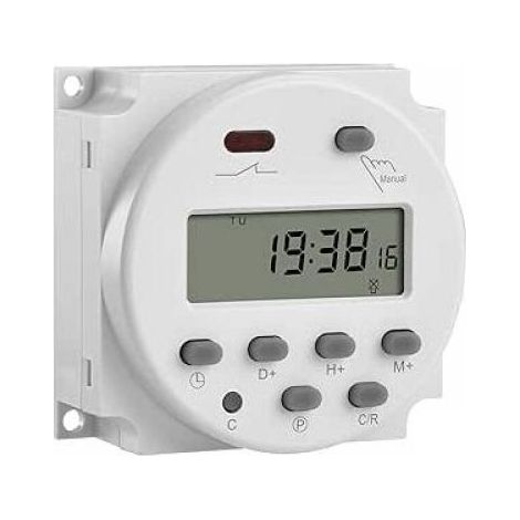 Relais de minuterie hebdomadaire numérique LCD mini 12 V avec interrupteur d'alimentation et couvercle étanche (blanc) (1/5)