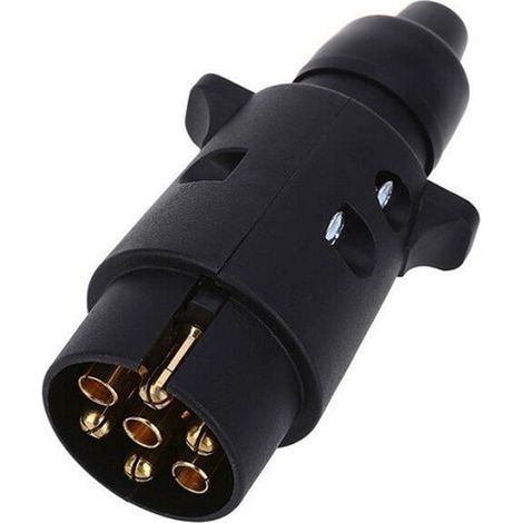 Fiche remorque 7 oches, mâle, connecteur voiture, caravane, 12v Black (1/5)