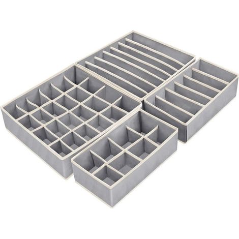 Organisateur de tiroir pliable Non tissé, rangement de sous-vêtements, soutien-gorge chaussettes, compartiment boîte de rangement, séparateurs de vêtements, gain de place (1/5)